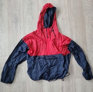 Vintage Packable Red and Navy Windbreaker Jacket